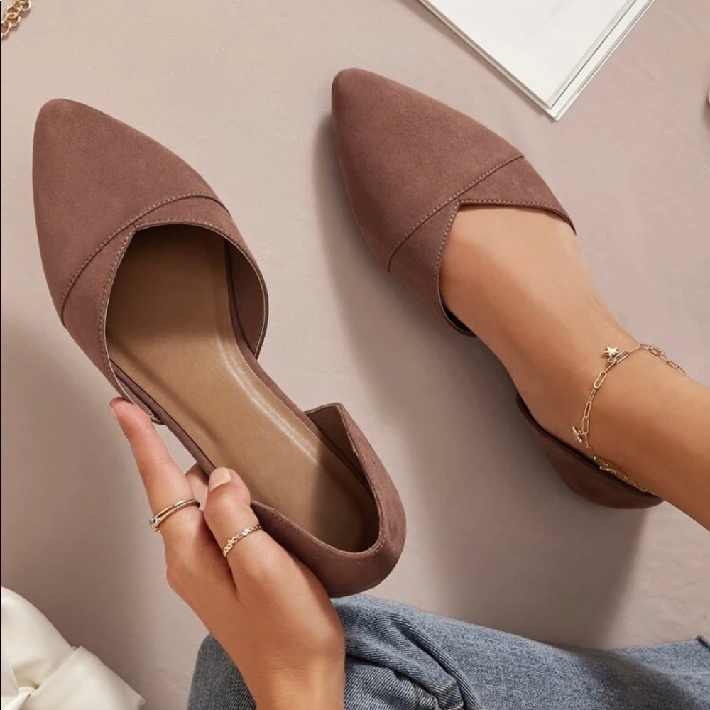 Nude Suede Flats
